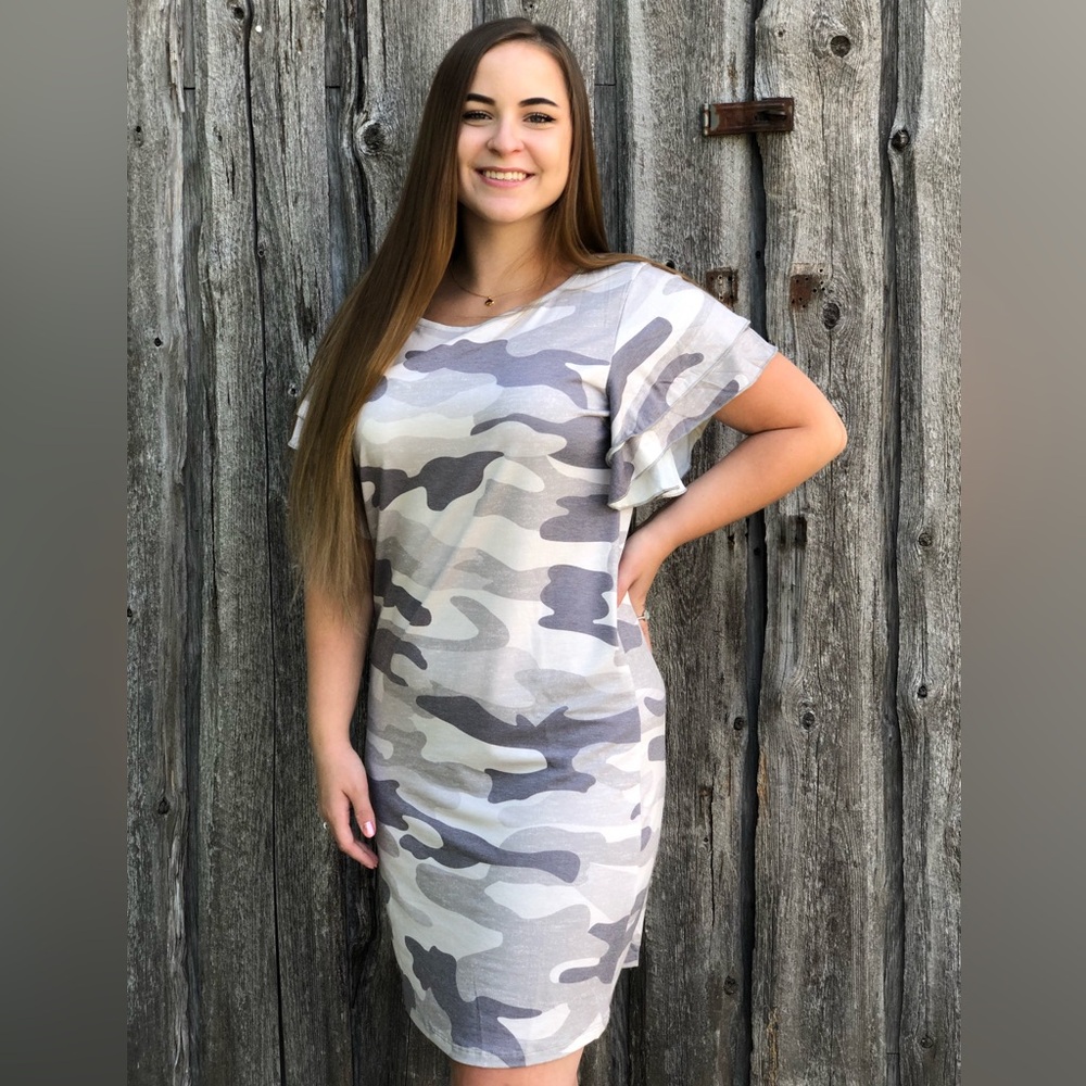 Short Sleeve Lightweight Camo Dress